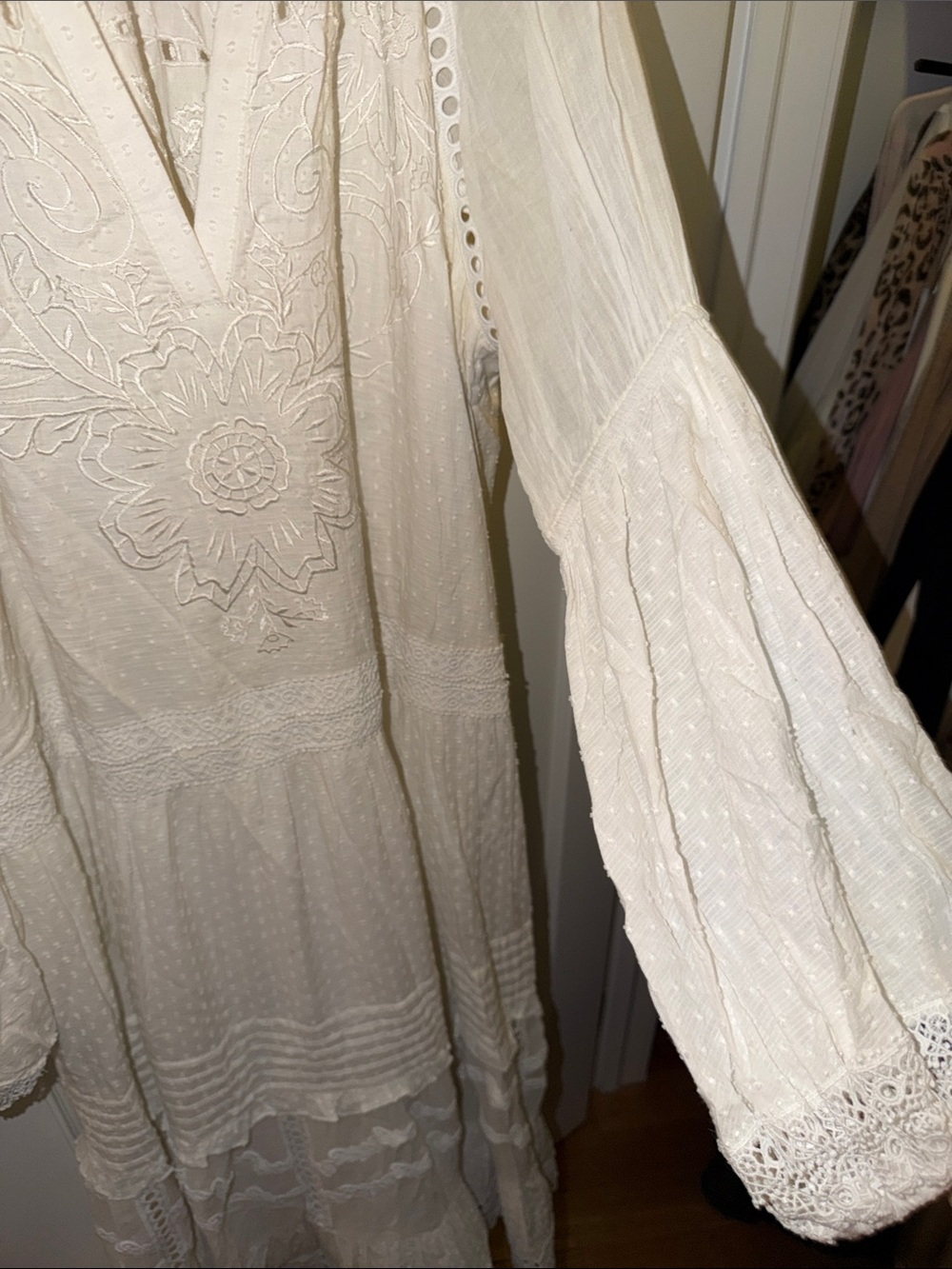 Hemant & Nandita White Embroidered Cotton Maxi Dress XL - Picture 4 of 6